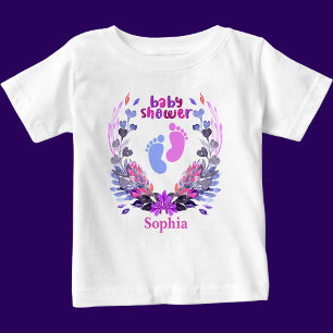 Personalized Cute Baby Shower Floral Pattern T-Shirt