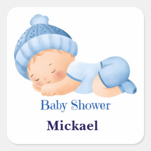 Personalized Cute Baby Shower  Square Sticker