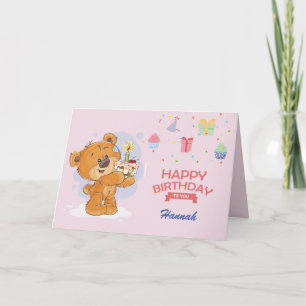 Personalized Cute Bear Birthday Card