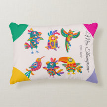 Personalized cute birds Colorful handdrawn Pinky