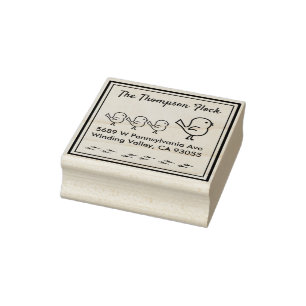 Personalized Cute Birds Rubber Stamp