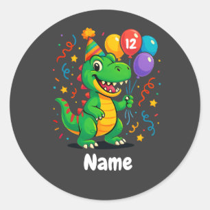 Personalized Cute Birthday Dino Kids  Classic Round Sticker