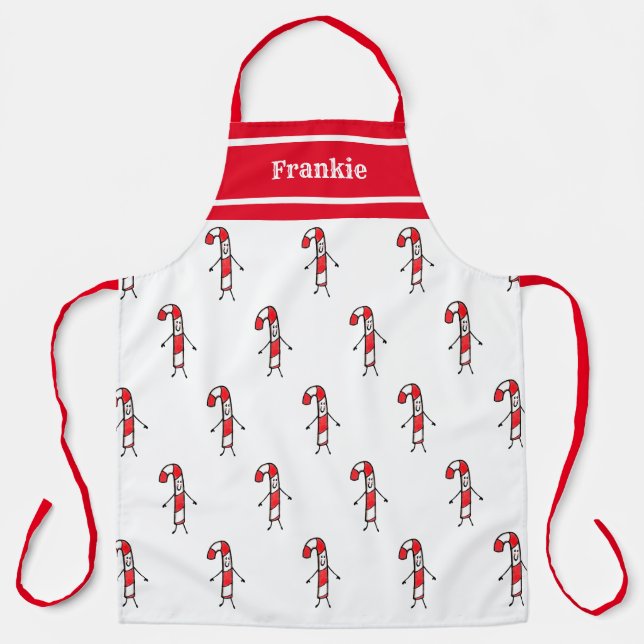 Personalized Cute Candy Cane Apron (Front)