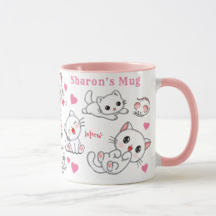 Personalized Cute Cat and Mouse Kids' Mug