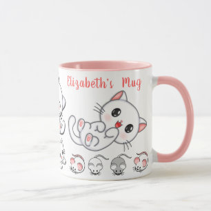 Personalized Cute Cat and Mouse Kids' Mug