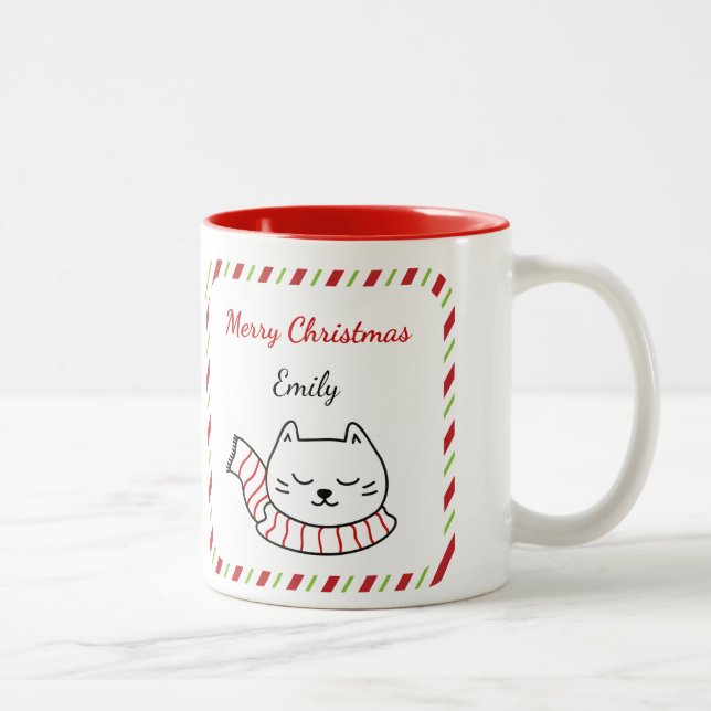 Personalized Cute Cat Christmas Mug (Right)