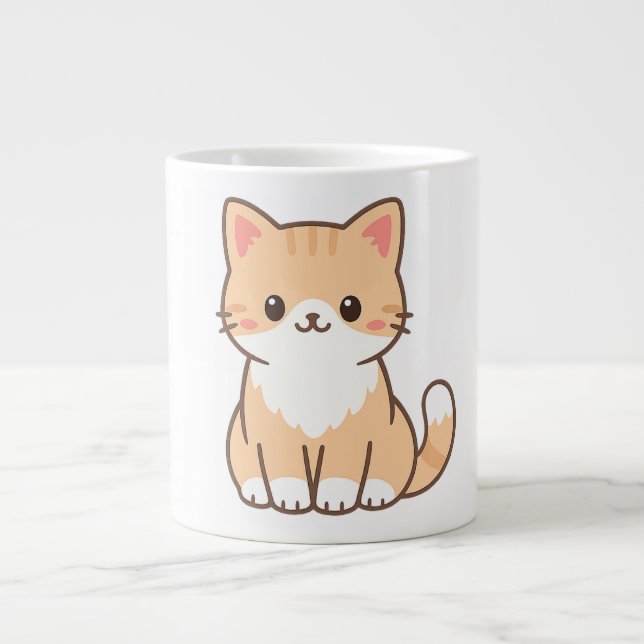 Personalized Cute Cat Gift – Custom Pet Name Minim Large Coffee Mug (Front)