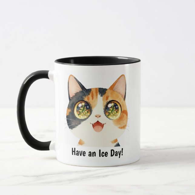 Personalized Cute Cat Ice Day Gift Mug (Left)