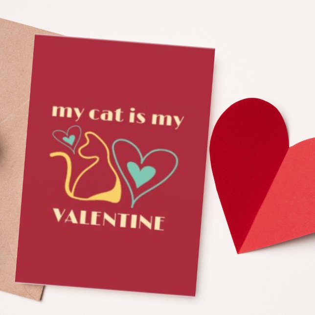 Personalized Cute Cat Lover Valentine's Day Holiday Card (Buy or Download Now!)