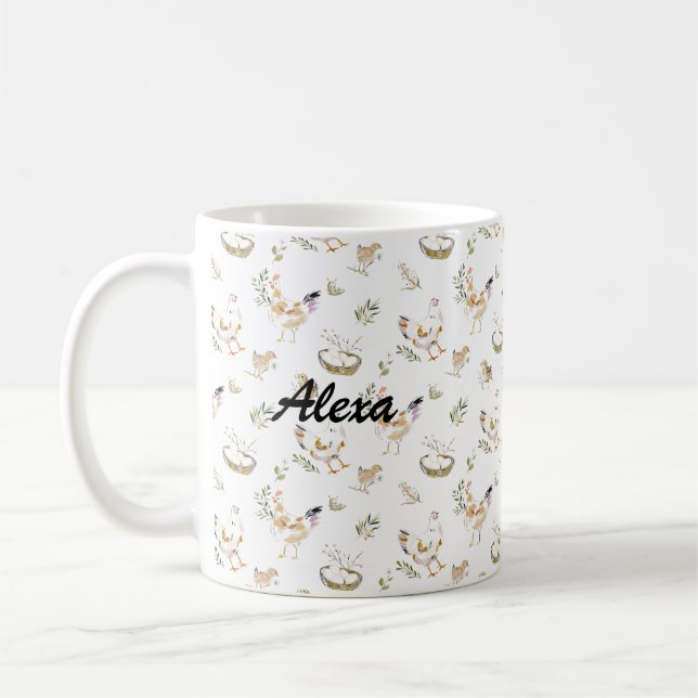 Personalized Cute Chicken | Farm Animal  Coffee Mug (Left)