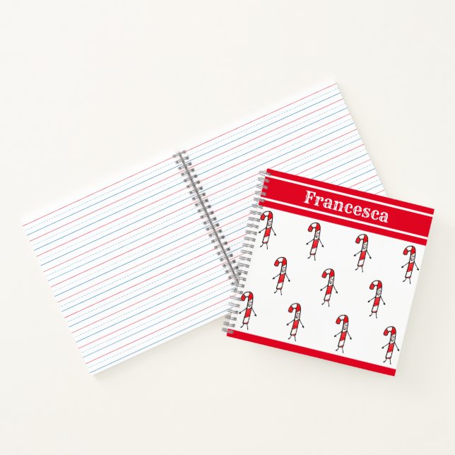 Personalized Cute Christmas Candy Cane Notebook (Inside)