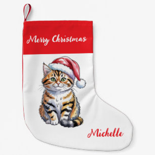 Personalized Cute Christmas Cat Holiday Small Christmas Stocking