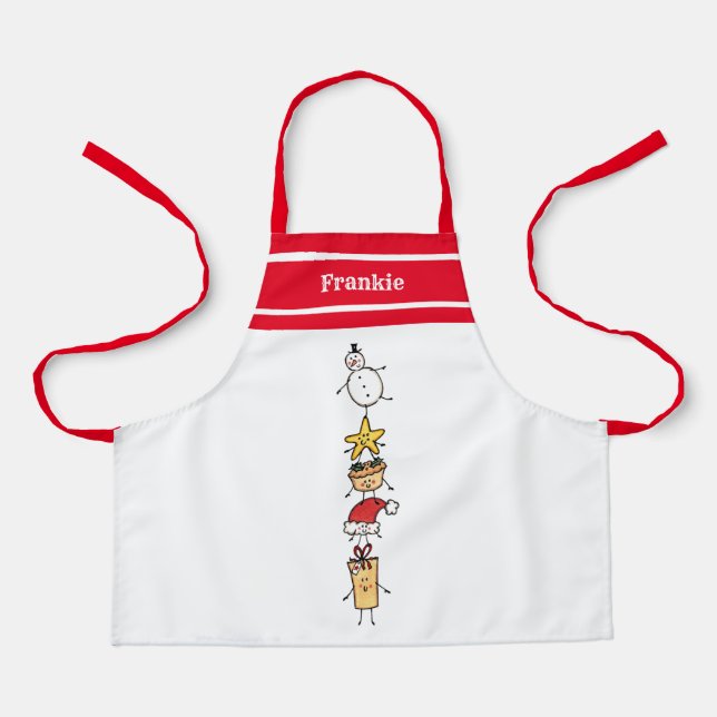 Personalized Cute Christmas Characters Apron (Front)