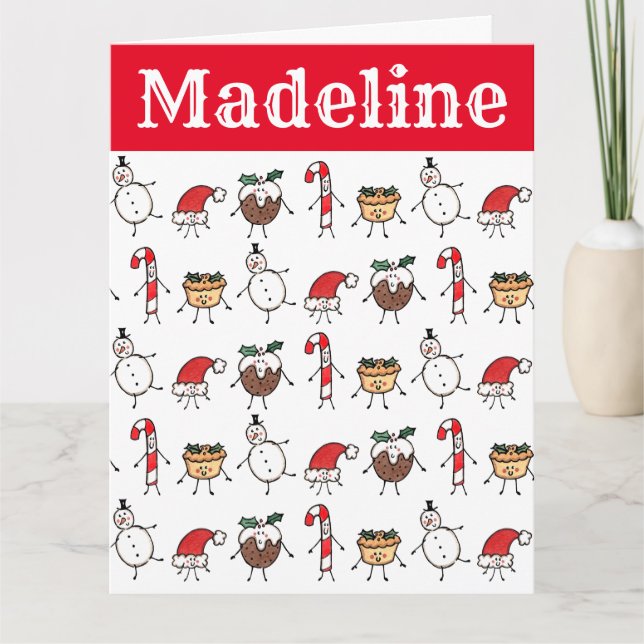 Personalized Cute Christmas Characters Card (Front)