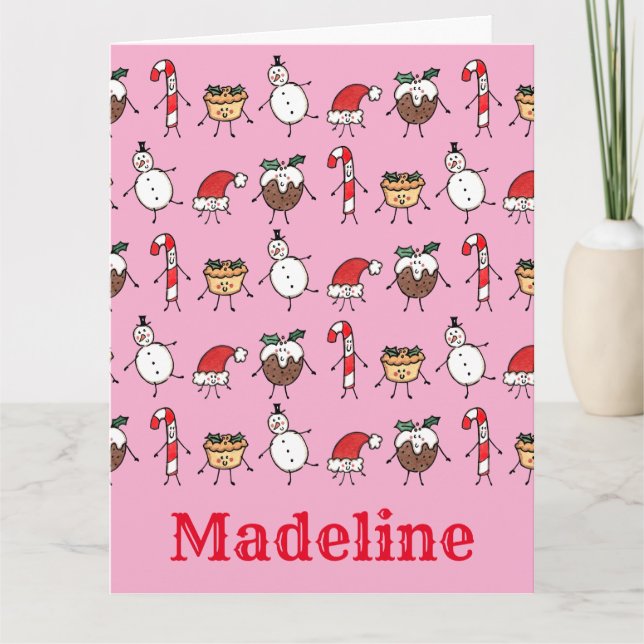 Personalized Cute Christmas Characters Card (Front)