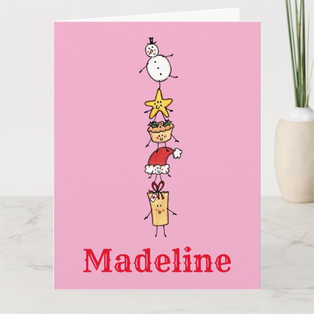 Personalized Cute Christmas Characters Card (Front)