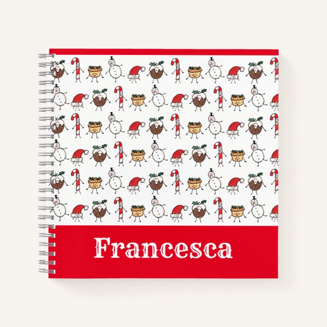 Personalized Cute Christmas Characters Notebook (Front)