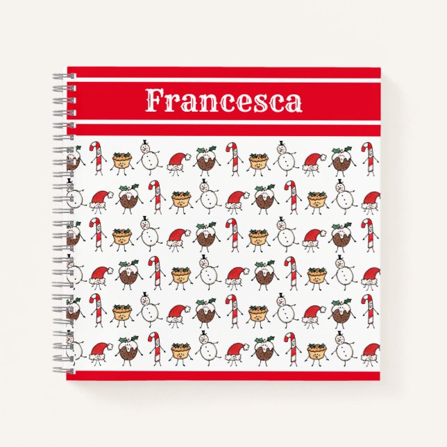 Personalized Cute Christmas Characters Notebook (Front)