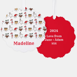 Personalized Cute Christmas Characters Tree Decoration Card
