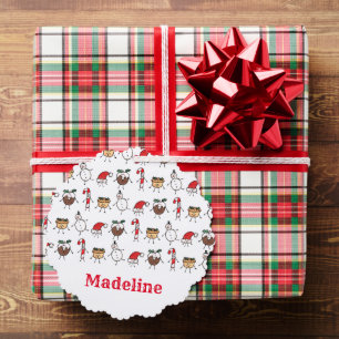 Personalized Cute Christmas Characters Tree Decoration Card