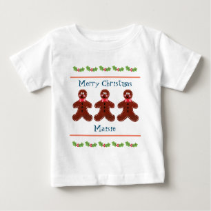 Personalized Cute Christmas Gingerbread Man Baby T Baby T-Shirt