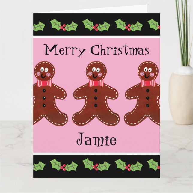Personalized Cute Christmas Gingerbread Man  Card (Front)