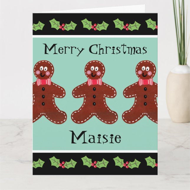 Personalized Cute Christmas Gingerbread Man  Card (Front)