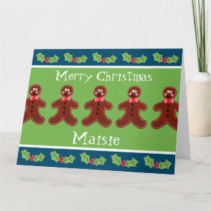 Personalized Cute Christmas Gingerbread Man  Card