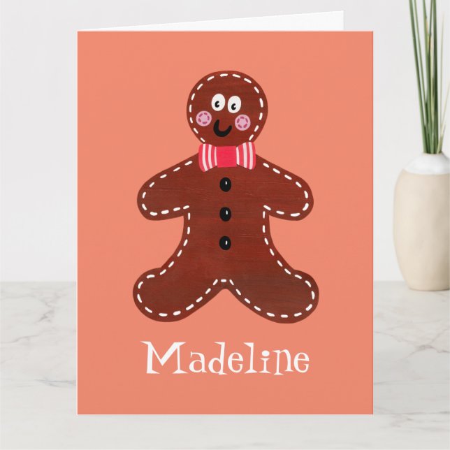 Personalized Cute Christmas Gingerbread Man  Card (Front)