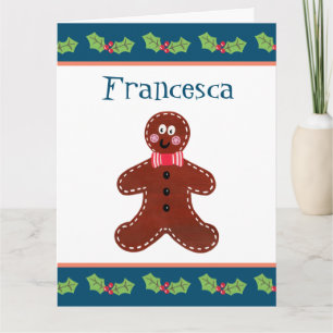 Personalized Cute Christmas Gingerbread Man  Card