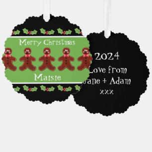 Personalized Cute Christmas Gingerbread Man  Tree Decoration Card