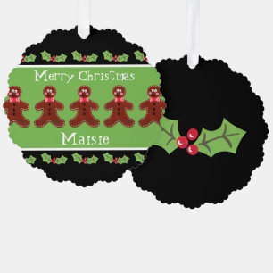 Personalized Cute Christmas Gingerbread Man  Tree Decoration Card