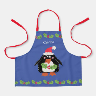 Personalized Cute Christmas Penguin Apron