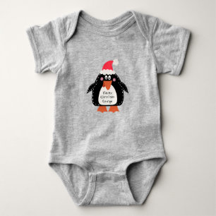 Personalized Cute Christmas Penguin Baby Bodysuit