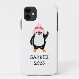 Personalized Cute Christmas Penguin in Red Hat  Case-Mate iPhone Case