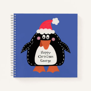 Personalized Cute Christmas Penguin Notebook