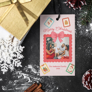 Personalized Cute Christmas Photo Collage Gift Tags