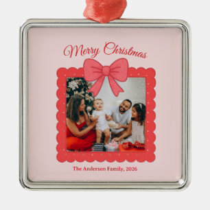 Personalized Cute Christmas Photo Collage  Metal Tree Decoration