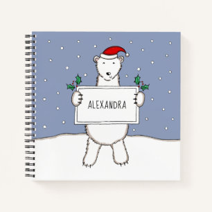 Personalized Cute Christmas Polar Bear Christmas Notebook