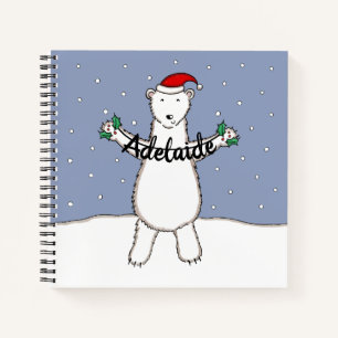 Personalized Cute Christmas Polar Bear Christmas Notebook