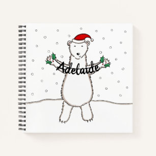 Personalized Cute Christmas Polar Bear Christmas Notebook