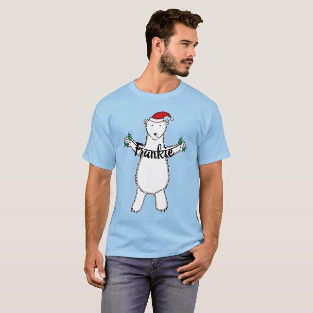 Personalized Cute Christmas Polar Bear T-Shirt (Front Full)