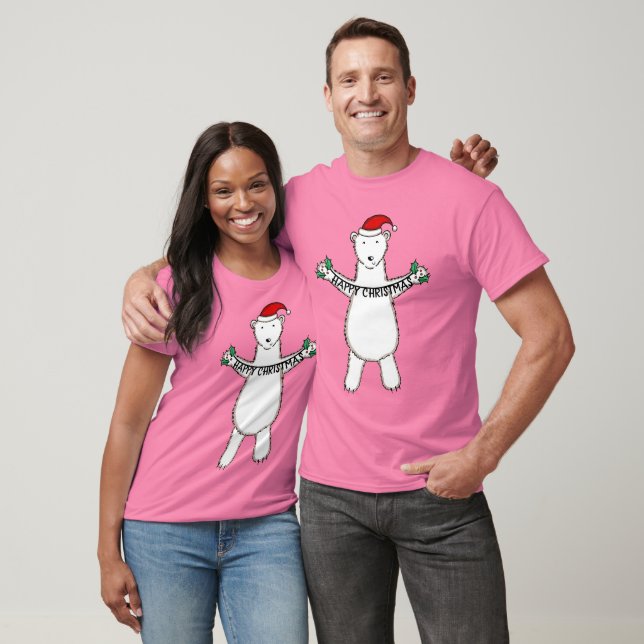 Personalized Cute Christmas Polar Bear T-Shirt (Unisex)