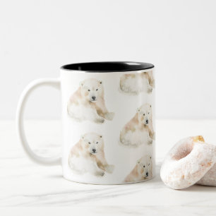 Personalized Cute Christmas Polar Bear Two-Tone Coffee Mug