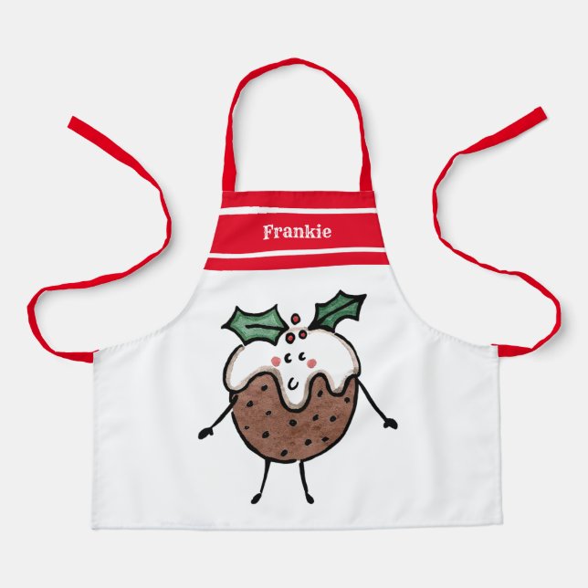 Personalized Cute Christmas Pudding Apron (Front)
