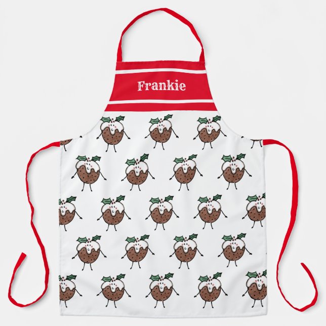 Personalized Cute Christmas Pudding Apron (Front)