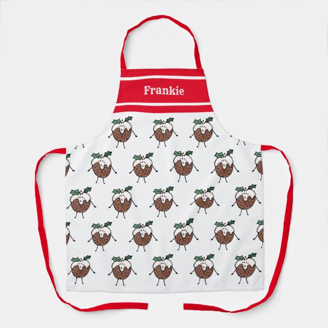 Personalized Cute Christmas Pudding Apron (Front)
