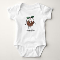 Personalized Cute Christmas Pudding Baby Bodysuit