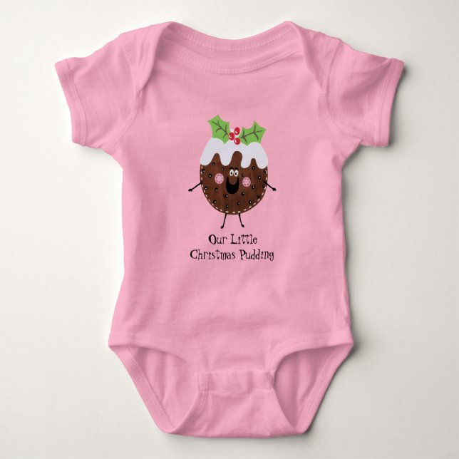 Personalized Cute Christmas Pudding Baby Bodysuit (Front)