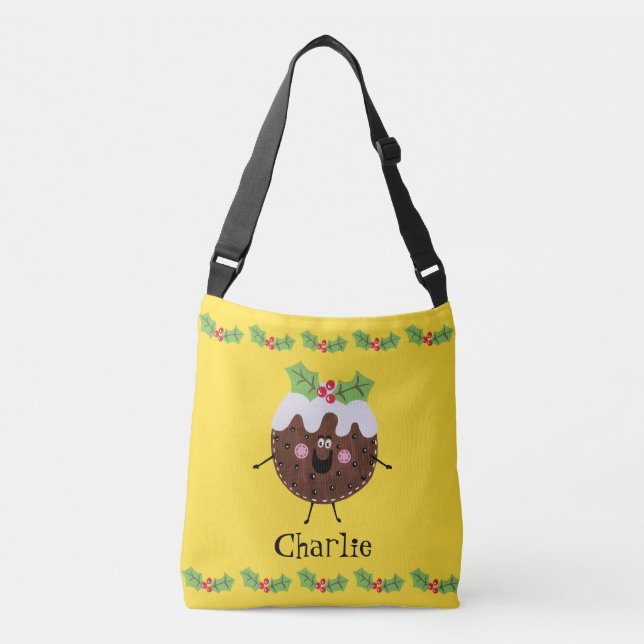 Personalized Cute Christmas Pudding Crossbody Bag (Front)